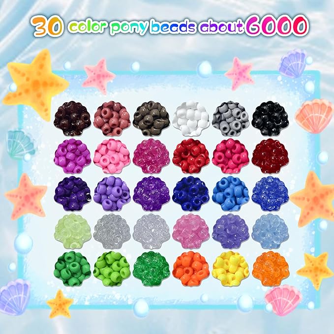 5700Pcs Pony Beads Bulk,30 Colors Rainbow Kandi Bead for Hair Braiding Friendship Bracelet Making Kandi Jewelry Key Chains DIY Crafts Chirstmas Gifts