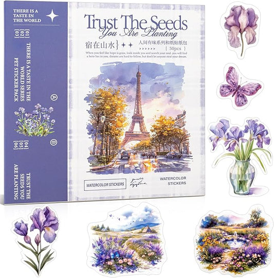 Colorful Landscape Theme Sticker Scrapbooking Supplies for Junk Journal, 50 Sheets Washi Stickers - Vintage Journaling Stickers, Ephemera Sticker Book Pre Cut(TZ-005-006)