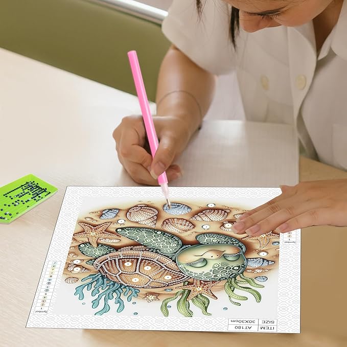 AiYuanzsh DIY Diamond Art Painting Kits for Adults, 5D Special Shape Crystal Rhinestone Diamond Art Kits for Beginners, for Home Wall Decoration Gift 12x12 inch, Turtle Sleeping