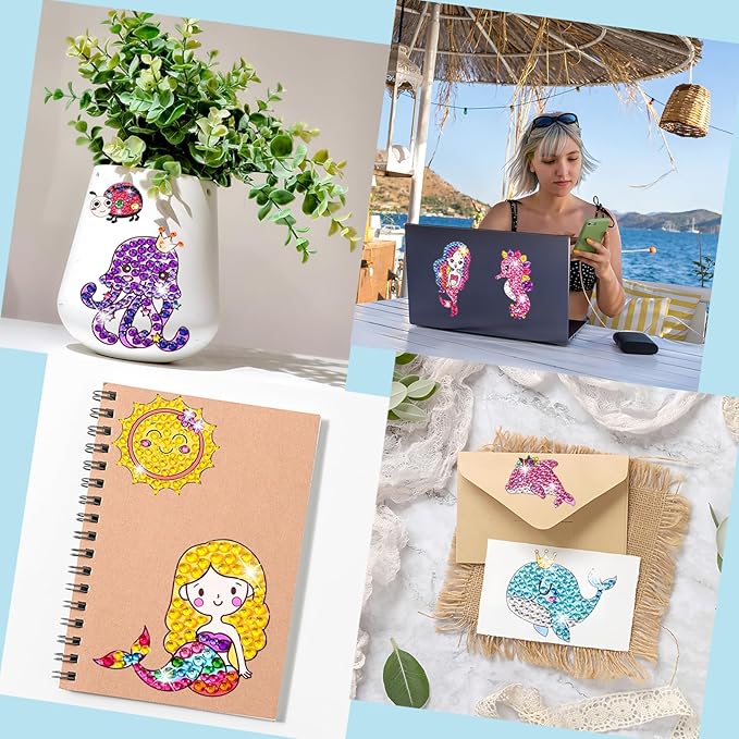 Viicoor Diamond Painting Sticker Kit, Summer Sea Animals, DIY Art Craft (Summer-30P)