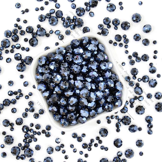 laopottbeads 500pcs 6mm crystal glass beads for jewelry making beads for bracelets necklace pendants making supplies(navy blue)