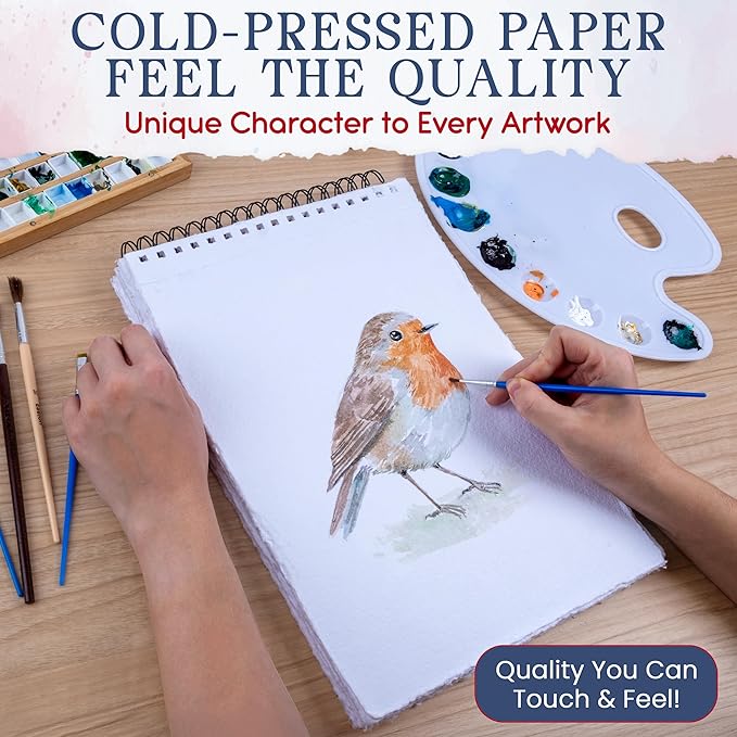 Wanderings Tear Out Watercolor Journal - 9"x12" - Premium Art Journal with Handmade Deckle Edge Paper Featuring 350 GSM Cold Press Paper for Scrapbook, Watercolor Album, Sketchbook, Drawing Pad