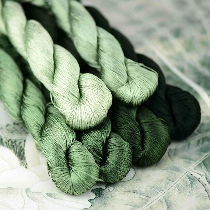 Natural 100% Silk Thread, Handmade Embroidery Thread Silk Floss 6 Colors 110m Each (40)