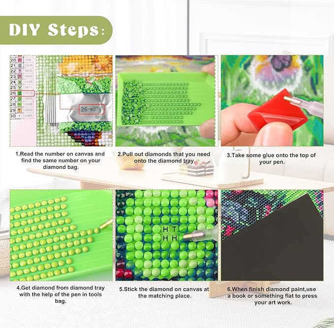 QENSPE 5D Diamond Art Mystic Book Shelf,DIY Round Full Drill Diamond Painting Kits for Beginners,Vase & Skull Diamond Dots for Adults,Home Wall Decor & Gift Perfect for Relaxation 12x16 inch