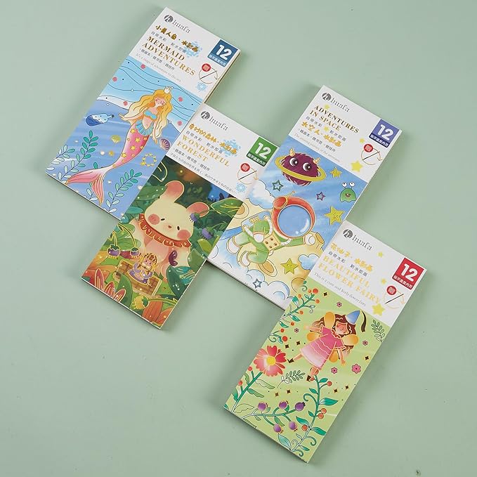Pocket Watercolor Book Set, Watercolor Painting Book,Watercolor Bookmarks for Kids, Beginning, Students Painters Christmas Gifts (4 PCS)