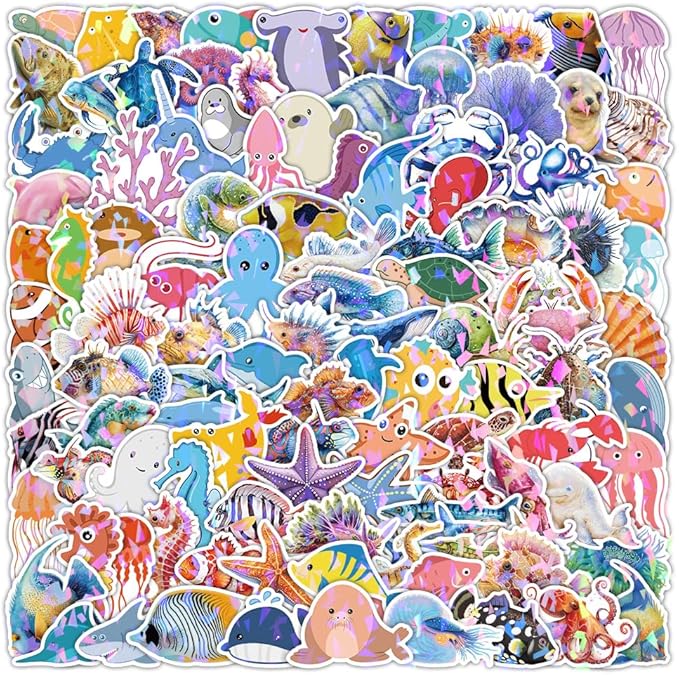 cute stickers bulk for kids,girls,boys,teens adult water bottle laptop, phone (ocean animal stickers)