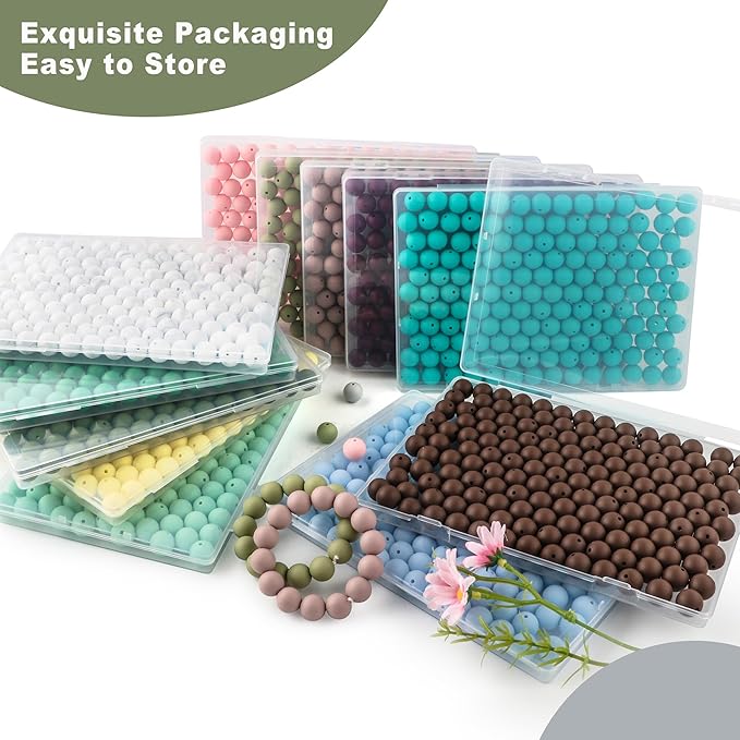 150Pcs 15mm Silicone Beads for Keychain Making Bracelet Necklace, Bulk Round Silicone Beads for Pens（Matcha Green）