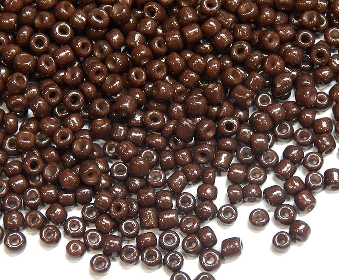 Perlin Glass Seed Beads 2mm 11/0 Round Mini Small Pony Beads 6500pcs for Making Earrings Bracelets Pendants Waist Jewelry DIY Handmade Opaque Color Kit (Brown)