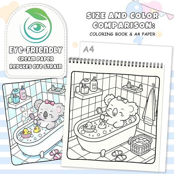 Cozy Coloring Book for Adults and Kids – Featuring Fuzzy’s Cute Animal Urban Life Moments, Bold and Easy, Simple Coloring Book for Teen Relaxation & Mindfulness Gift for Women, Spiral Bound Design