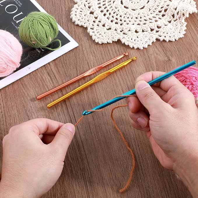 6 Pcs Crochet Hooks Set 5 mm 5.5 mm 6 mm Knitting Needles Craft Yarn Aluminum Crochet Needles for Beginners Crochet Hobbyists, US Size 8/9/10 (US H/I/J)