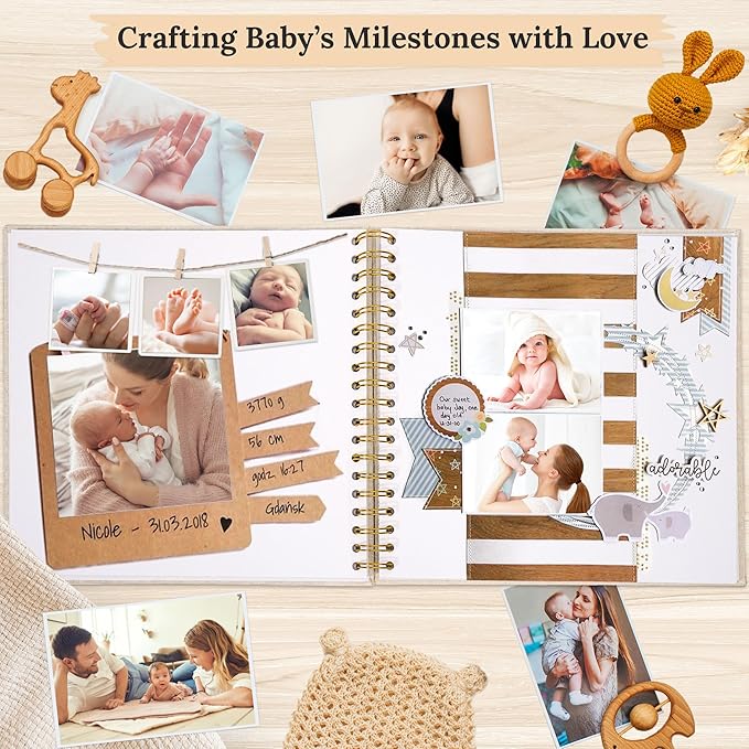 Scrapbook Photo Album Linen Cover, 10 x 10 Inch Hardcover Kraft White Pages Memory Book, for Travel Wedding Guest Book Christmas Baby Shower (40 Sheets/ 80 Pages,Black)