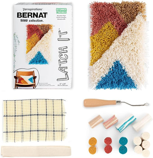 Bernat Latch It Boho Collection Mountain High 1 Pack of 12X20 Kit, Great for Pillows, Wall Hangings and More!