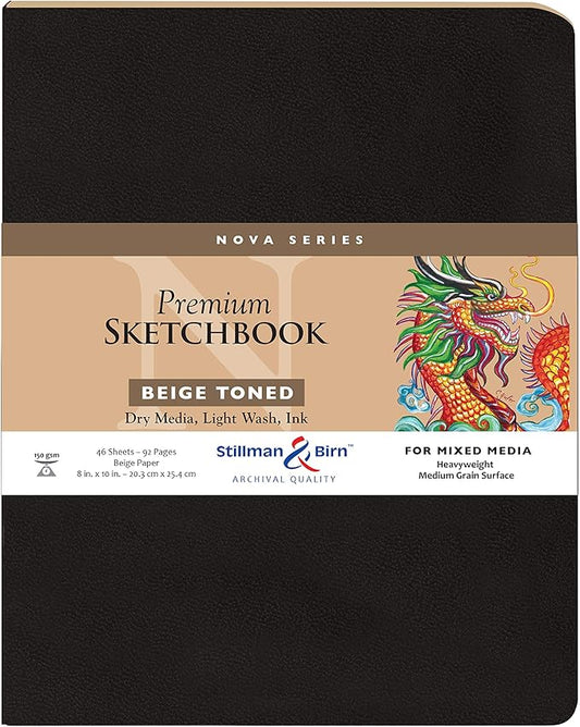 Stillman & Birn Nova Series Beige Softcover Sketchbook, 8" x 10", 150 GSM (Heavyweight),Beige Paper, Medium Grain Surface