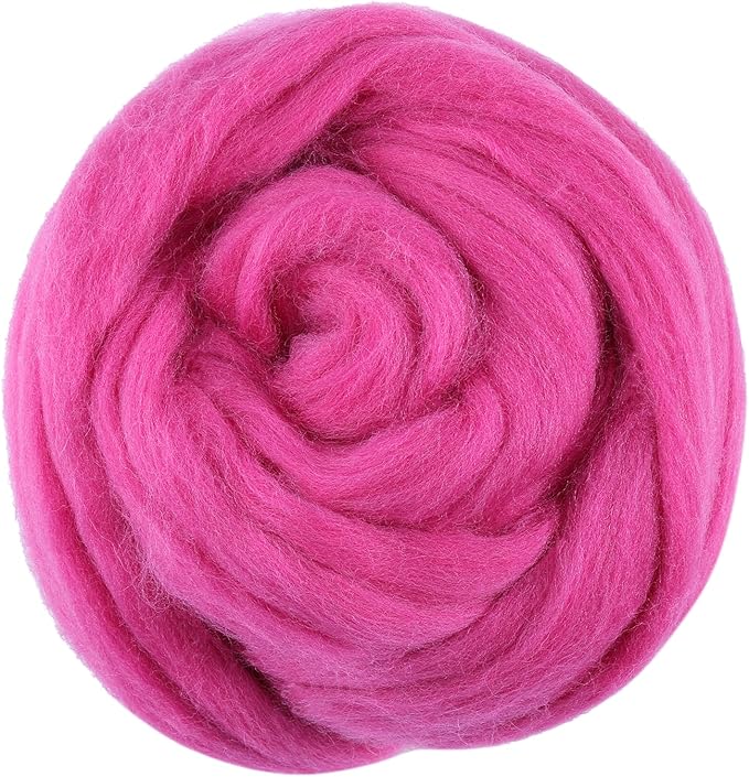 3.53oz Wool Roving, Wool Felting Supplies, Pure Wool, Chunky Yarn, Spinning Wool Roving for Needle Felting Wet Felt DIY Hand Spinning (Grape Purple)