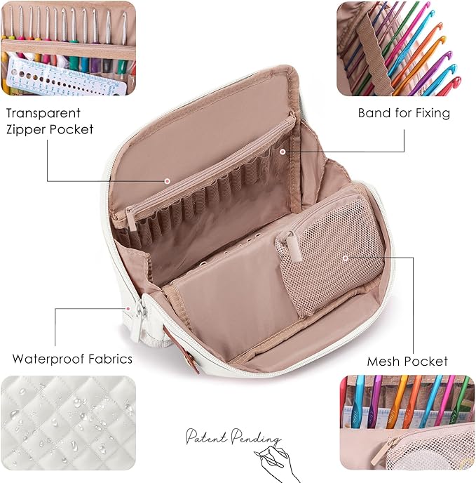 Empty Crochet Hook Case - Stand Up Organizer with 30 Slots for Hooks & Needles, Crochet Accessories Kit for Lovers & Beginners