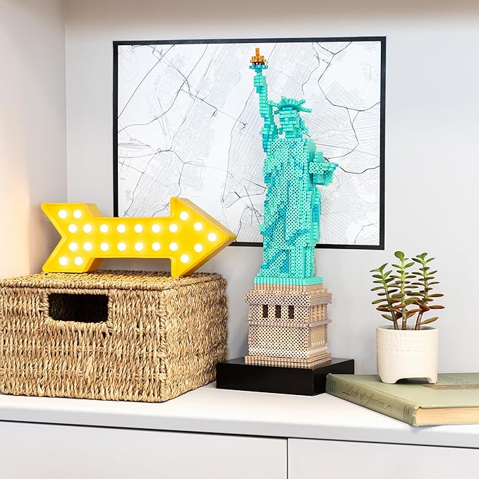 Perler 80-57235 Statue of Liberty 3D Fused Bead Craft Activity Kit, 4" W x 17.5" H, Multicolor, 8008 Pieces