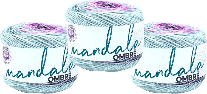 Lion Brand Yarn, Mandala Ombré Variegated Yarn for Crocheting, Knitting, and Crafts, Joy, 3 Pack, Soft, Acrylic Fiber for Cozy Blankets, Worsted Weight Sweaters and Colorful Shawls