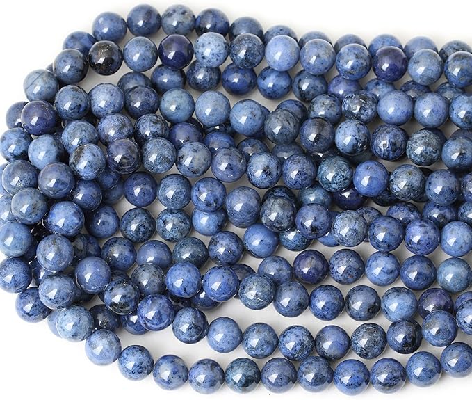 cheavian 35pcs 10mm natural blue dumortierite stone round loose beads for jewelry making diy bracelet necklace materials 1 strand 15"