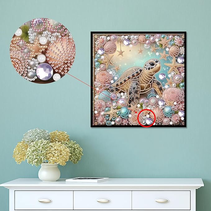 LazyFold Special Shape Diamond Art Kits for Beginners, Diamond ArtPainting Kits for Adults Sea Turtle, 5D Crystal Rhinestones Diamond Art Painting for Home Wall Decoration Gift 12×12inch