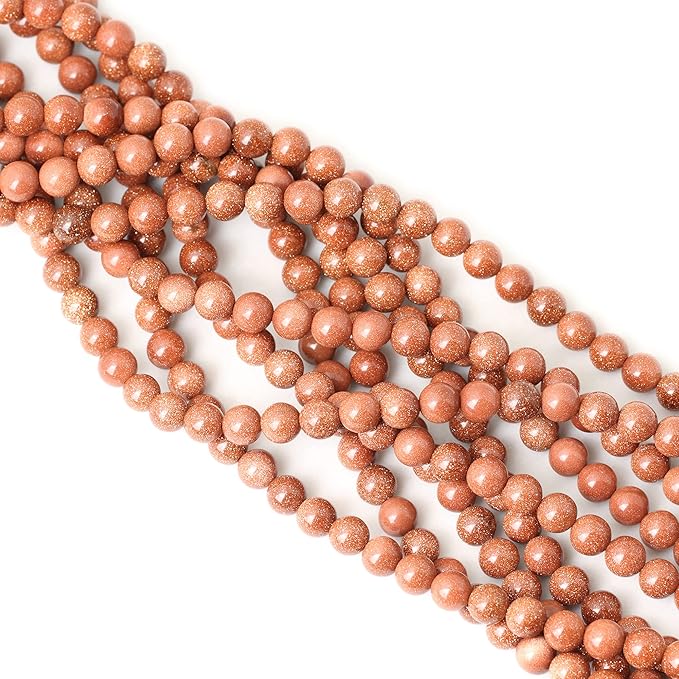 cheavian 45pcs 8mm gold sandstone gemstone round loose beads for jewelry making 1 strand 15"