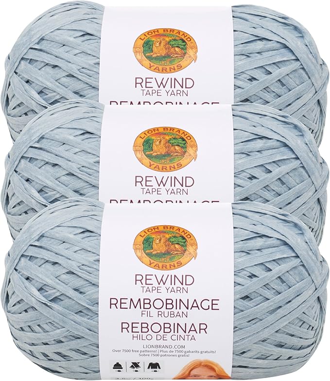 Lion Brand Rewind Yarn - 3-Pack Craft Tape Yarn for Knitting and Crocheting - Marbles