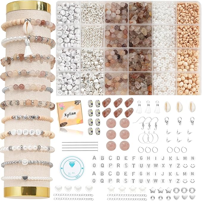 xyliise bracelet making kit natürliche perlen set for adults beads for bracelets silver jewelry making supplies diy jewelry necklace earrings (cz006-light purple)