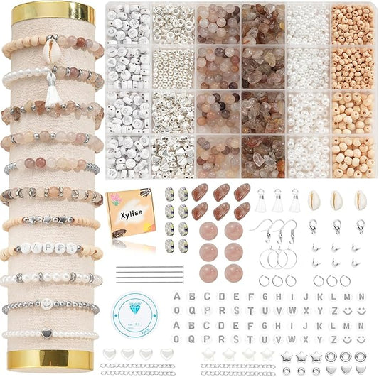 xyliise bracelet making kit natürliche perlen set for adults beads for bracelets silver jewelry making supplies diy jewelry necklace earrings (cz006-light purple)