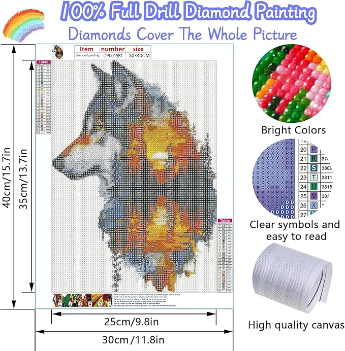 EIBEILI Adult Diamond Painting Set -Timberwolves Diamond Painting Set, 5D Diamond Painting, DIY Full Diamond Painting Gemstone Craft 11.8x15.7 inches