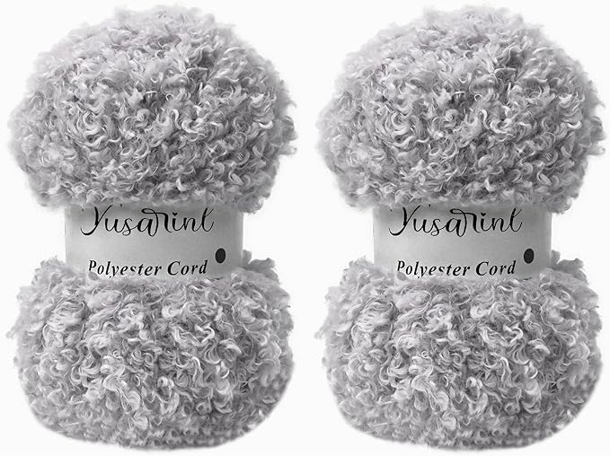 (32 Colors Available) Yusarinl 2 Skeins Teddy Bear Yarn,Fuzzy Yarn for Crochet Polyester Plush Fur for Crafts Fluffy Fuzzy for Knitting(6.7 oz, 80 yds)-Light Gray