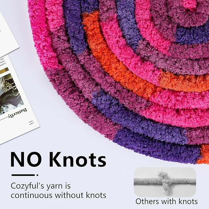 Chunky Yarn for Hand Knitting - #10 Chunky Chenille Blanket Yarn, Jumbo Big Thick Chunky Yarns for Crocheting, Tie Dye Bulky Knit Yarns, 8 Skein (25 yds 8 oz Each Skein), Orange&Rose&Purple