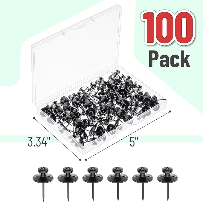 Mr. Pen- Double Headed Picture Hanging Nails, 100 pcs, Double Headed Nails with Storage Box, Black Thumb Tacks for Wall, Black Push Pins for Wall Pins for Hanging