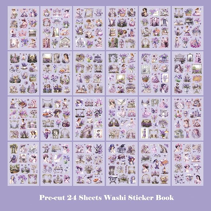 Journaling Sticker Book, 450+ Pre-Cut Vintage Scrapbook Stickers, Junk Journal Supplies, Aesthetic Washi Stickers for Scrapbooking Journaling for Adults, Decorative Ephemera Bullet Planner Arts Craft