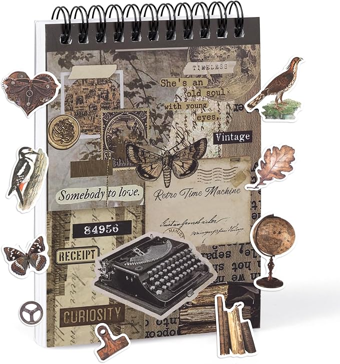 Pre-Cut Vintage Sticker for Journaling, 595PCS - 50 Sheets Washi Brown Scrapbooking Stickers, Ephemera for Junk Journal Supplies DIY Crafts Dark Academia Stickers for Adults
