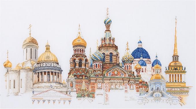 Thea Gouverneur - Counted Cross Stitch Kit - St. Petersburg - Aida - 18 Count - Embroidery Kit for Adults - DMC Embroidery Threads and Other Cross Stitch Supplies Included - 430A