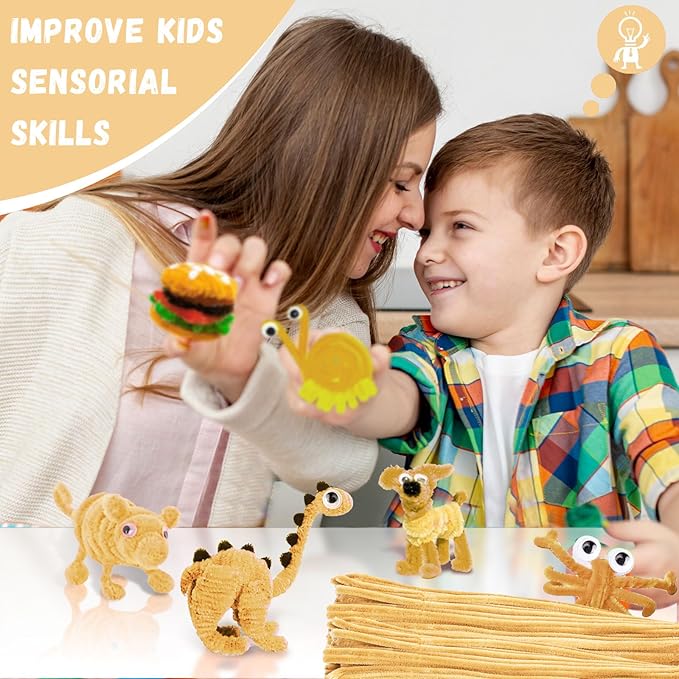 Light Brown Pipe Cleaners Crafts,Art Supplies,200pcs Chenille Stem,Solid Color Pipe Cleaners Set for DIY Art Creative Crafts and Decorations,limpia Pipas,Craft Supplies,Halloween Gifts