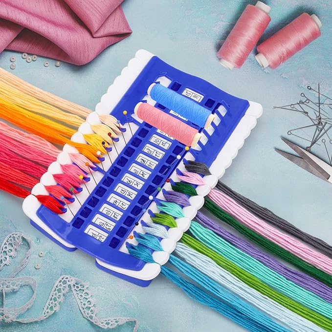 30 Positions Floss Organizer Embroidery Shelf, Luxiv Thread Organizers for Cross Stitch Embroidery Thread Holder with 15 Pcs Replaceable Paper Card Sewing Needle, Embroidery Floss Organizer…