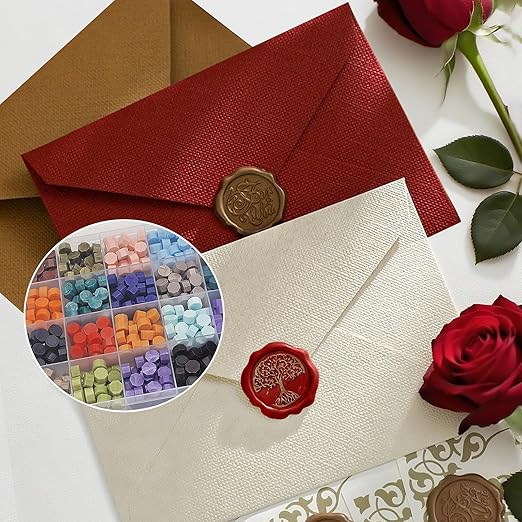 xxxHOLIC Wax Seal Kit with Copper Stamp – 624 Beads in 24 Colors, Smokeless & Crack-Resistant Wax Seal Set with Melting Station & Gilding Pens for Wedding Invitations & Gift Wrapping