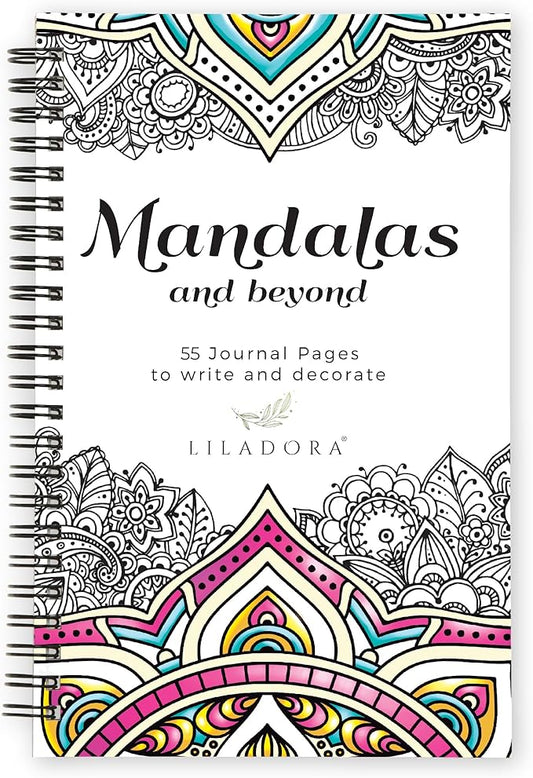 LILADORA Mandalas And Beyond 2-in-1 Adult Coloring Book & Journal for Women | 55 Pages Sacred Geometry | Easter Gifts for Adults | Stress Relief & Mindfulness | Coloring Books for Relaxation