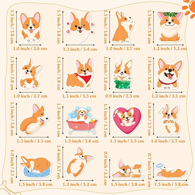 beyumi cute corgi roll stickers - 1000pcs corgi stickers in 2 rolls waterproof vinyl cute fancy pets dogs animal decals for cars phone laptop bottle notebook luggage computer envelope decor for kids