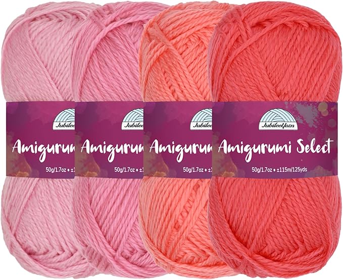 JubileeYarn Amigurumi Select Yarn - DK Acrylic - Shades of Pink - 4 Skeins