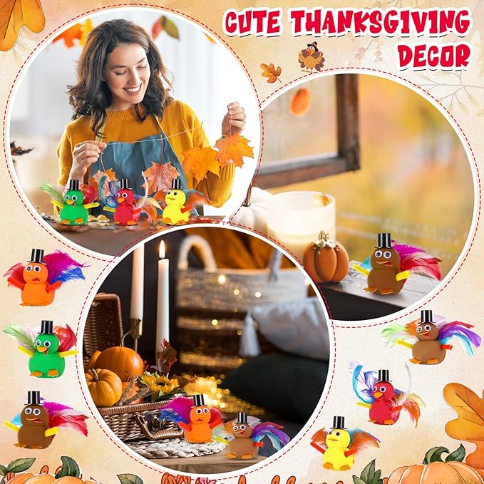 12 Sets Thanksgiving Turkey DIY Craft Kits Fall DIY Turkey Air Dry Clay Modeling Fall Crafts Ornament for Friendsgiving Thankful Dinner Party Activity Supplies Table Decorations
