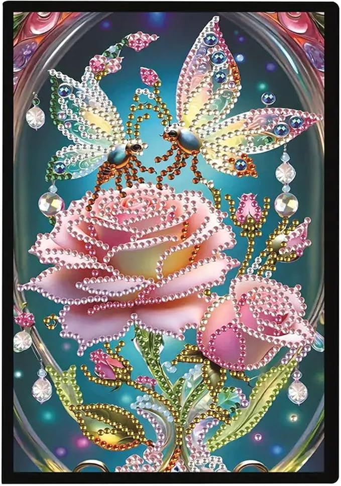 Rose Diamond Painting Notebook for Adults, A5 Diamonds Art Journal and DIY Sketchbook, Diamond Art Kit Supplies,Gift for Beginners, Craft Lovers, Artists. (Rose)