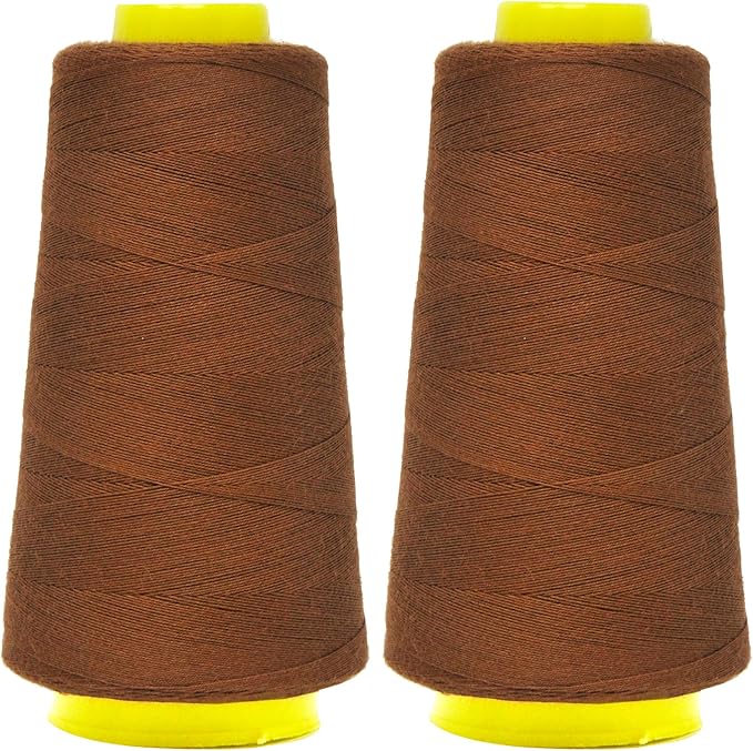 Mandala Crafts Russet Brown Thread Cones for Machine and Hand Quilting - 2400 Yds 50 WT Multiple Purpose Mercerized 100% Cotton Threads for Sewing Machine Serger Embroidery