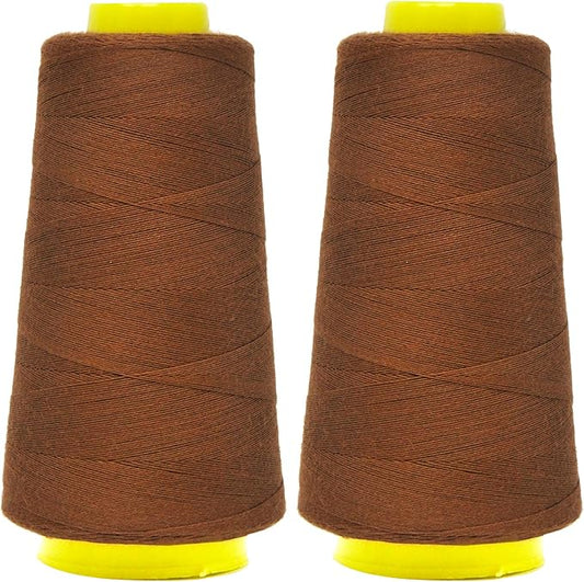 Mandala Crafts Russet Brown Thread Cones for Machine and Hand Quilting - 2400 Yds 50 WT Multiple Purpose Mercerized 100% Cotton Threads for Sewing Machine Serger Embroidery