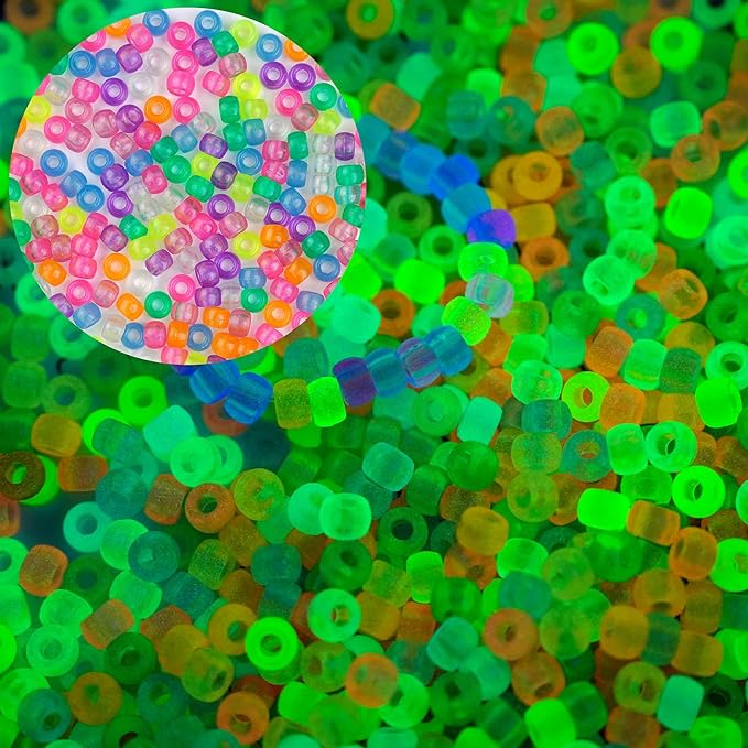 1000pcs Pony Beads, 15 Color Kandi Beads for Bracelets Making Kit, Hair Braids Crafts Jewelry Making Crafts Friendship Necklace Earrings DIY (Night Light Mixed Color)