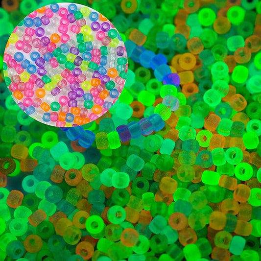 1000pcs Pony Beads, 15 Color Kandi Beads for Bracelets Making Kit, Hair Braids Crafts Jewelry Making Crafts Friendship Necklace Earrings DIY (Night Light Mixed Color)