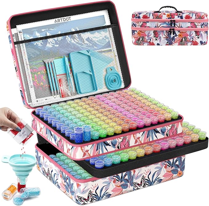 ARTDOT 420 Slots Storage Container for Diamond Art Kits for Adults,Portable Bead Storage Boxes for Diamond Painting Accessories and Tools