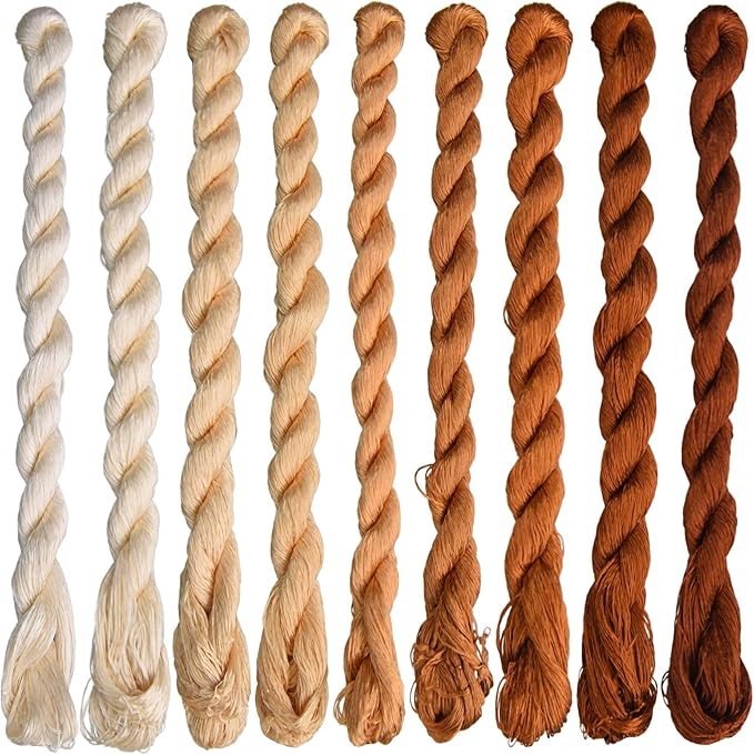 Natural 100% Silk Thread, Handmade Embroidery Thread Silk Floss 9 Colors 110m Each (46)