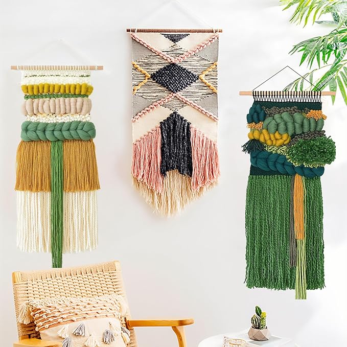 Luxiys Adjustable Tapestry Weaving Loom, Weaving Loom Kit, Wooden Weaving Kit, Small Expandable 3.5in to 11.8in, Great Knitting Looms for Beginners
