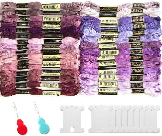 30 Skeins Embroidery Threads Embroidery Floss for Friendship Bracelet String Cross Stitch DIY String Art (Purple)
